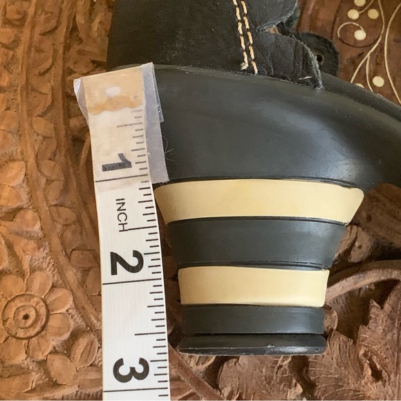 Fly London Black Pebble Leather Studded Mary Jane Open Toe Heels EU Size 36 - Picture 8 of 9